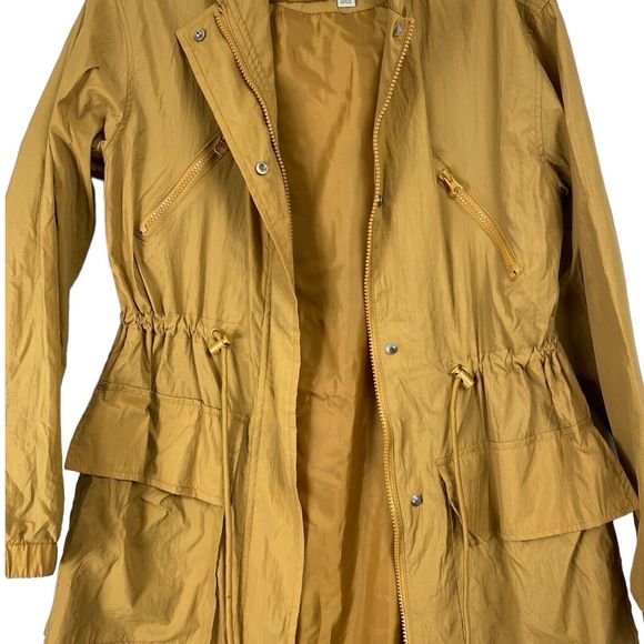 A New Day Rain Coat Womens X-Small Hooded Water-Resistant Pockets Gold‎ TA422 - Picture 3 of 6